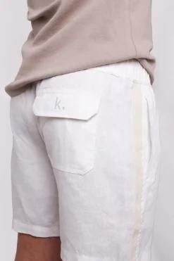 Amalfi Stripe Linen Short White