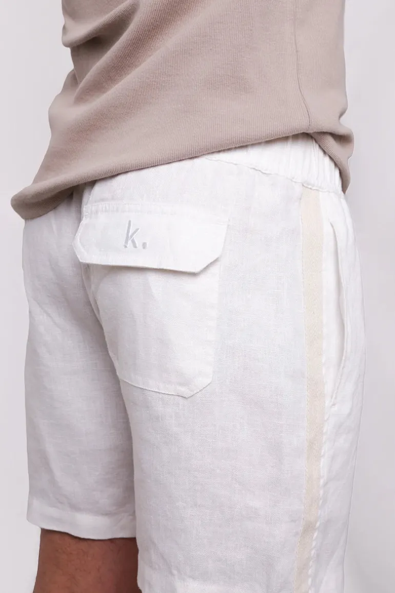 Amalfi Stripe Linen Short White