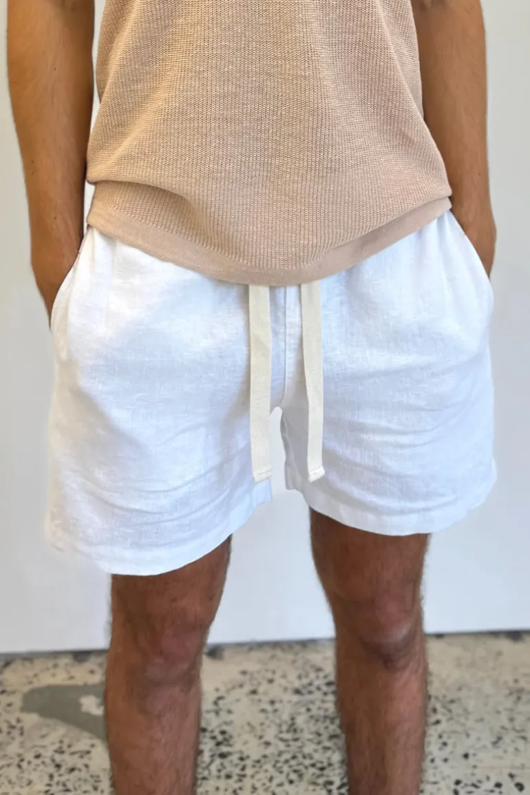 Amalfi Stripe Linen Short White