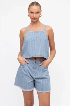 Amalfi Stripe Singlet Denim