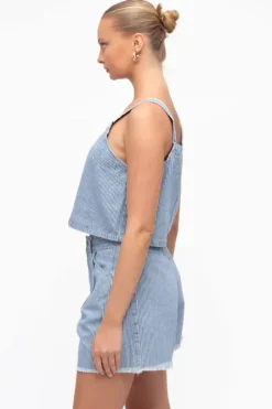 Amalfi Stripe Singlet Denim