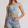 Bandits High Waist Denim Shorts - Hendrixe Blue