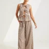 Baylor Check Tie Front Top