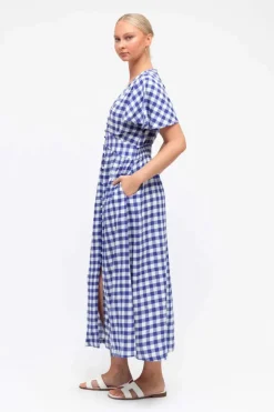 Blue Gingham Maxi Dress