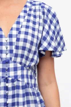 Blue Gingham Maxi Dress