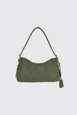 BRODY SHOULDER BAG - KHAKI SUEDE/GOLD