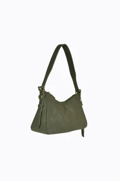 BRODY SHOULDER BAG - KHAKI SUEDE/GOLD