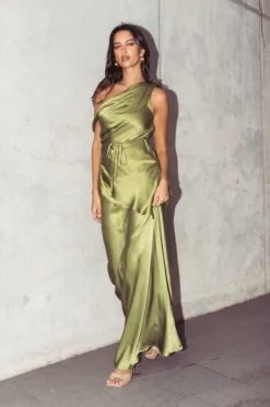 Carrie Silky Maxi Skirt Olive
