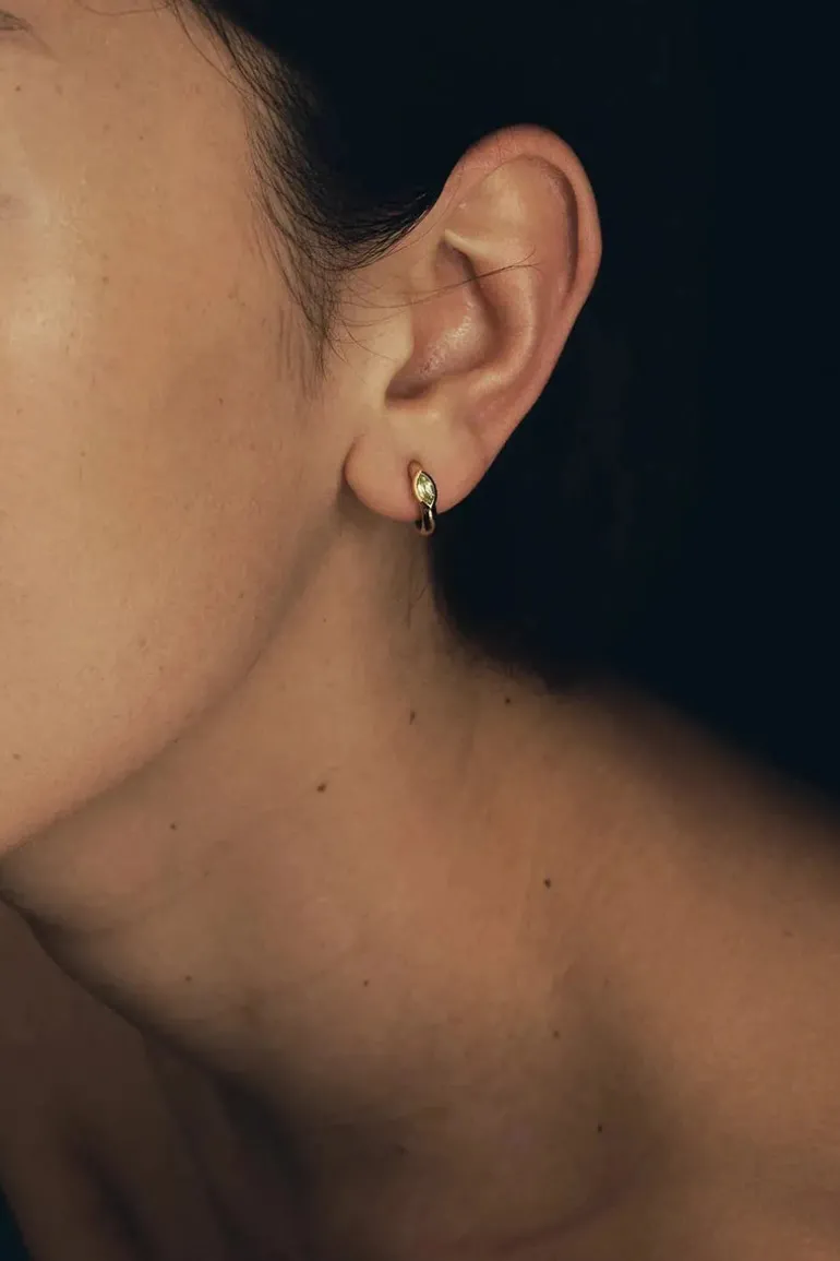 Chrysalis Earrings Peridot Gold