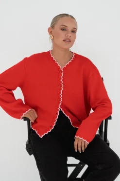Eldora Red Knit Cardi