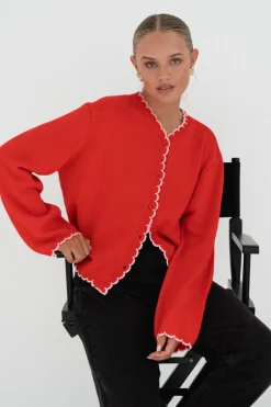 Eldora Red Knit Cardi