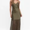 Fade To Lace Khaki Maxi Dress