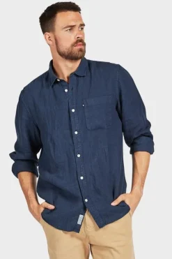 Hampton Linen L/S Shirt Navy