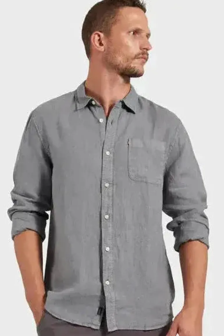 Hampton Linen Shirt Gunsmoke MENS