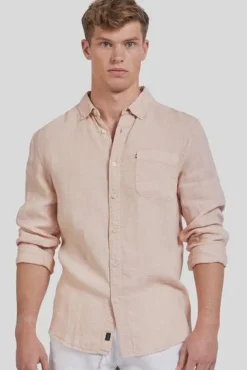 HAMPTON Linen Shirt Peach Mens