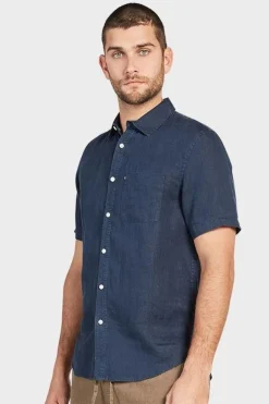 Hampton Linen S/S Shirt Navy