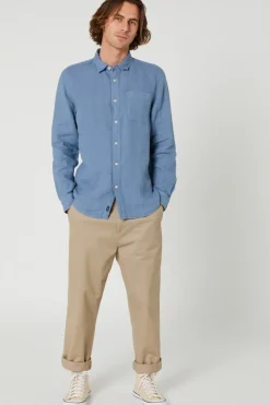 Hampton L/S Linen Shirt Blue Horizon