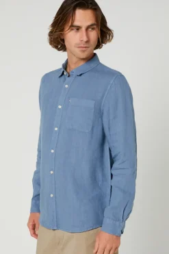 Hampton L/S Linen Shirt Blue Horizon