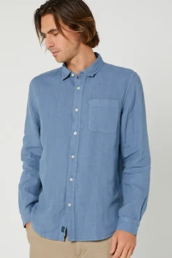 Hampton L/S Linen Shirt Blue Horizon