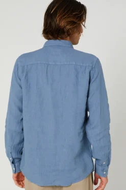 Hampton L/S Linen Shirt Blue Horizon