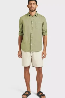 Hampton L/S Linen shirt Coriander Green