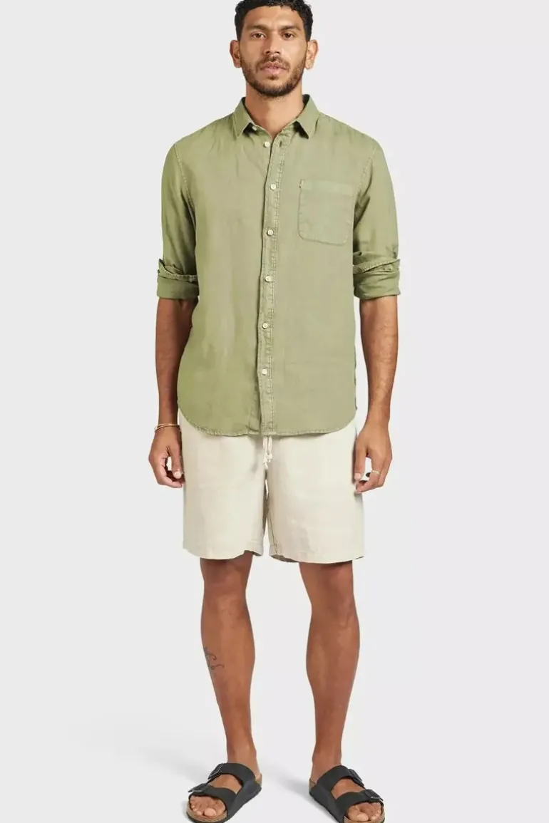 Hampton L/S Linen shirt Coriander Green