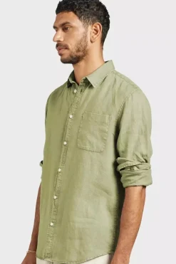 Hampton L/S Linen shirt Coriander Green