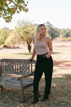 High waisted Cord Pant Black