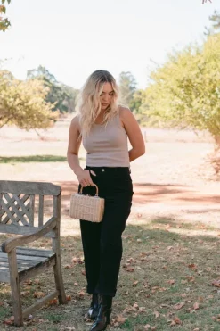 High waisted Cord Pant Black