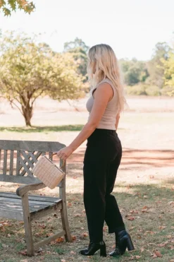 High waisted Cord Pant Black