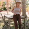 High Waisted Cord Pant Chocolate