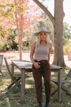 High Waisted Cord Pant Chocolate