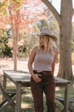 High Waisted Cord Pant Chocolate