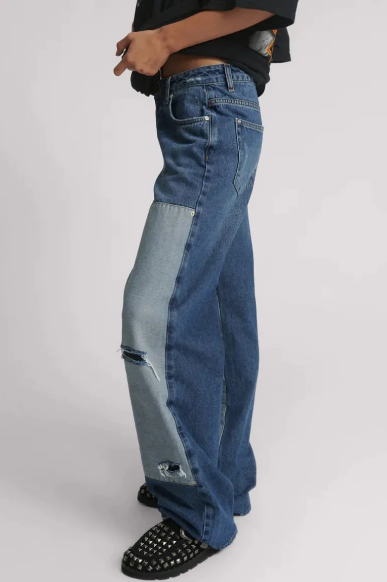 Jackson Mid Waist Wide Leg Denim Jeans - Blue Thunder