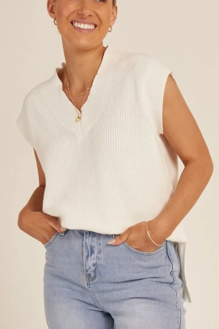 Jasper Knitted Vest - White