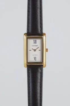 KELLY WATCH . White . Black Smooth .