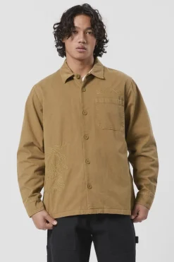 Koi Stitched Overshirt Camel