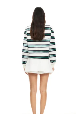 Leisure Long Sleeve Polo - Ivory/Moss