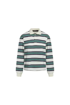 Leisure Long Sleeve Polo - Ivory/Moss
