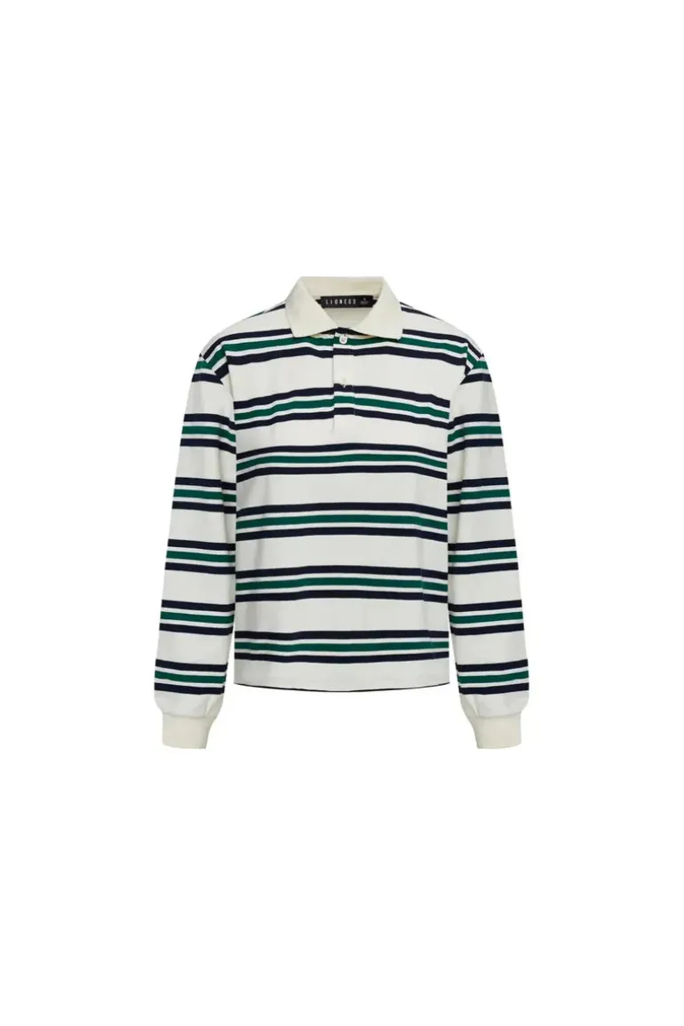 Leisure Long Sleeve Polo - Ivory/Moss