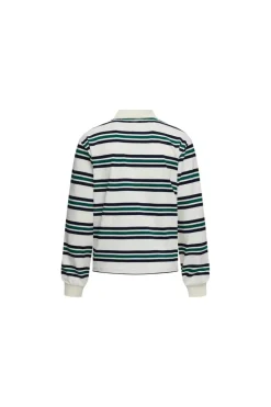 Leisure Long Sleeve Polo - Ivory/Moss
