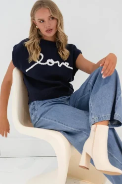 Love Fest S/Less Knit Top