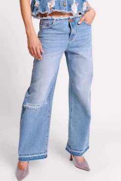 Low Riders Low Waist Wide Leg Denim Jeans - Bolt Blue