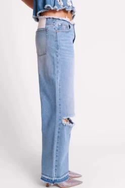 Low Riders Low Waist Wide Leg Denim Jeans - Bolt Blue