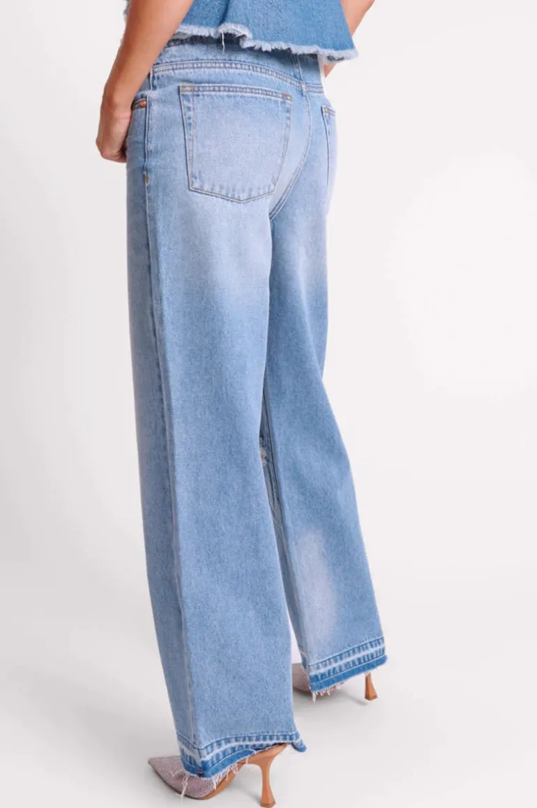 Low Riders Low Waist Wide Leg Denim Jeans - Bolt Blue