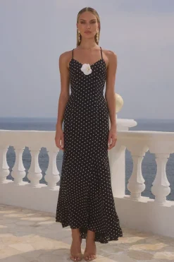 Malika Maxi Dress Black POLKA