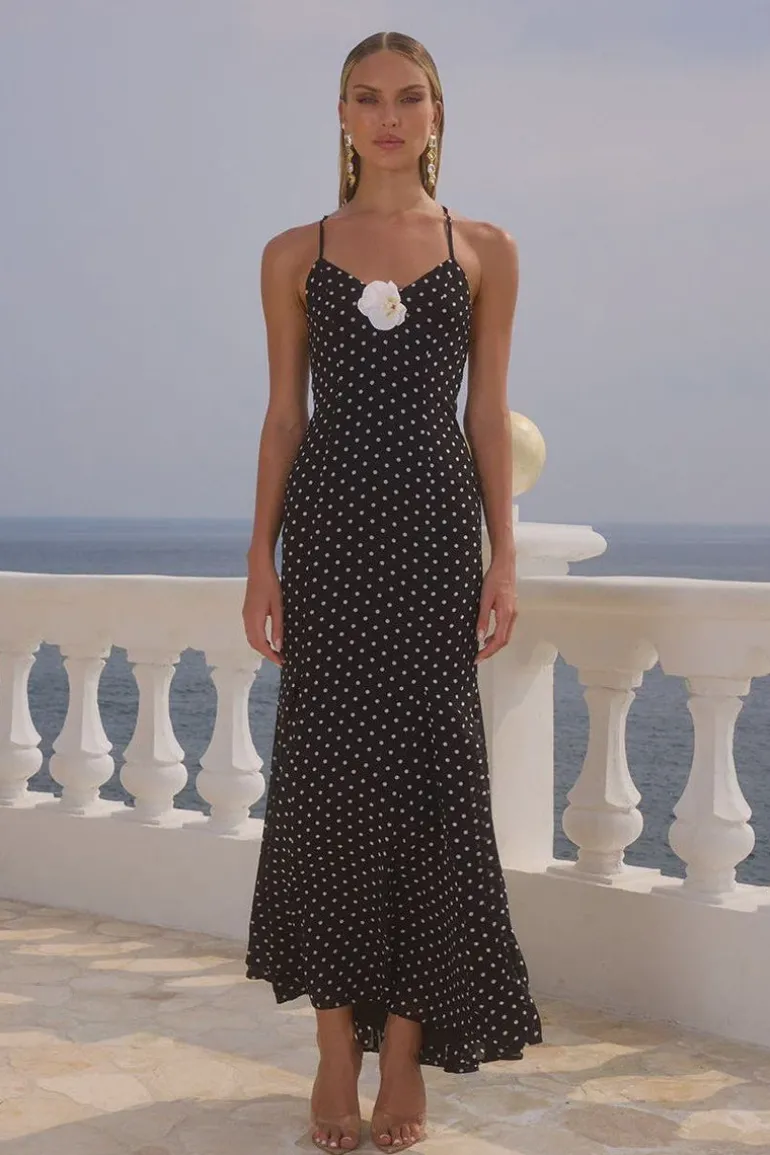 Malika Maxi Dress Black POLKA