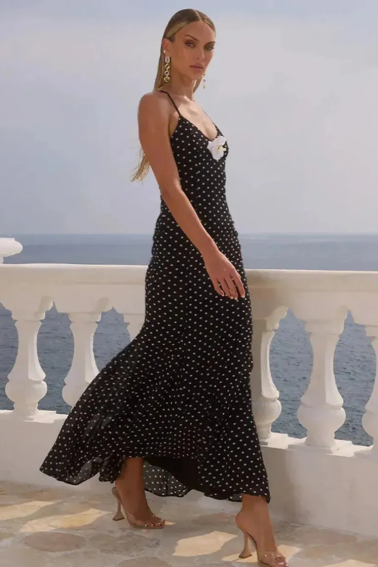 Malika Maxi Dress Black POLKA