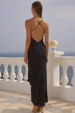 Malika Maxi Dress Black POLKA