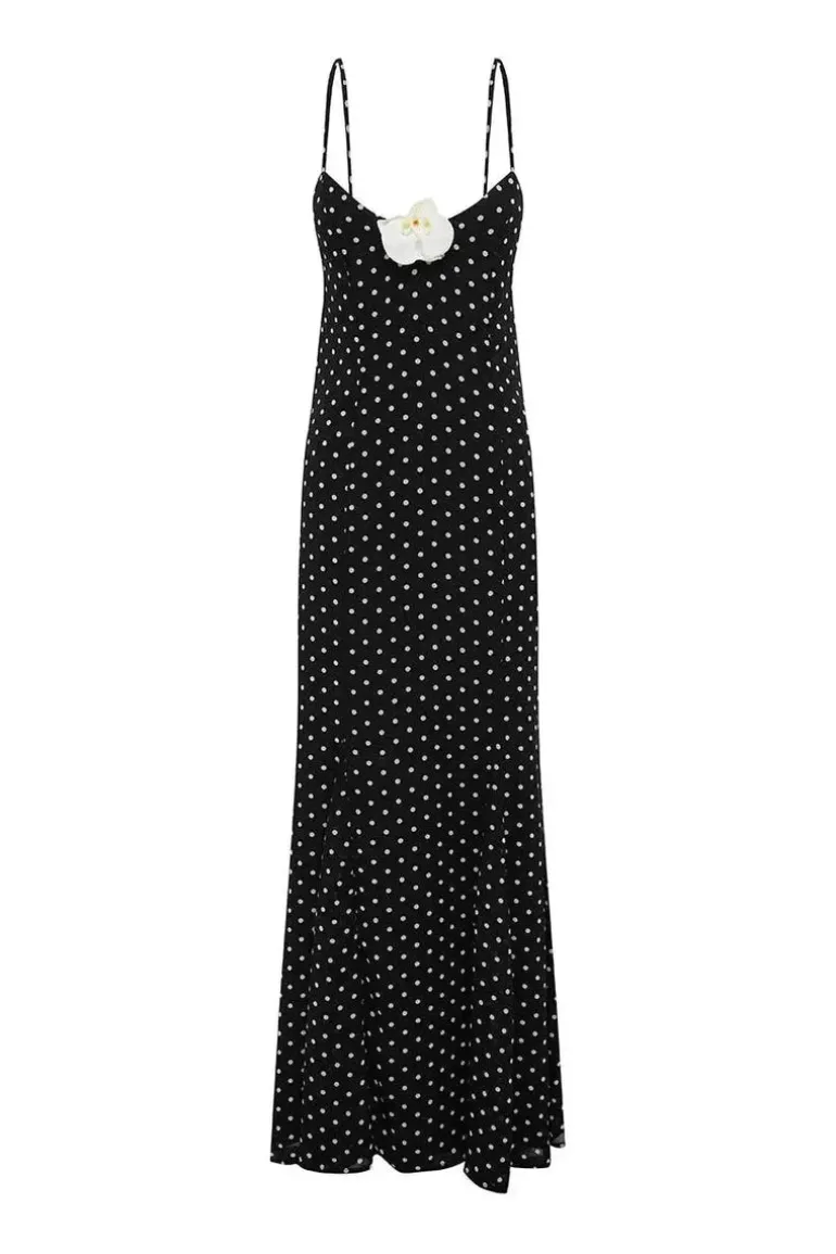 Malika Maxi Dress Black POLKA